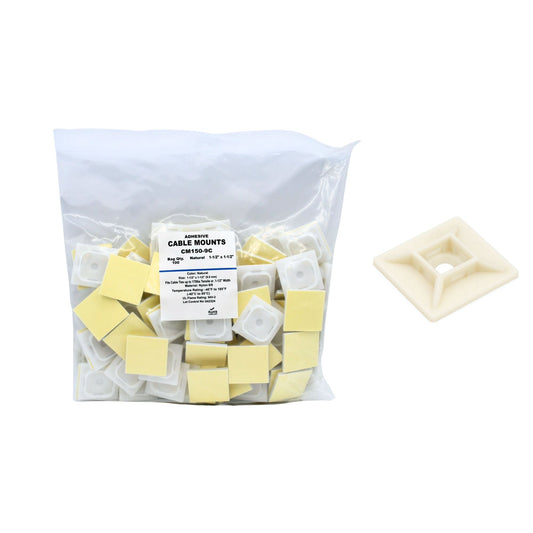 1.50" Natural Adhesive Cable Tie Mounts 100/bag Part #CM150-9C