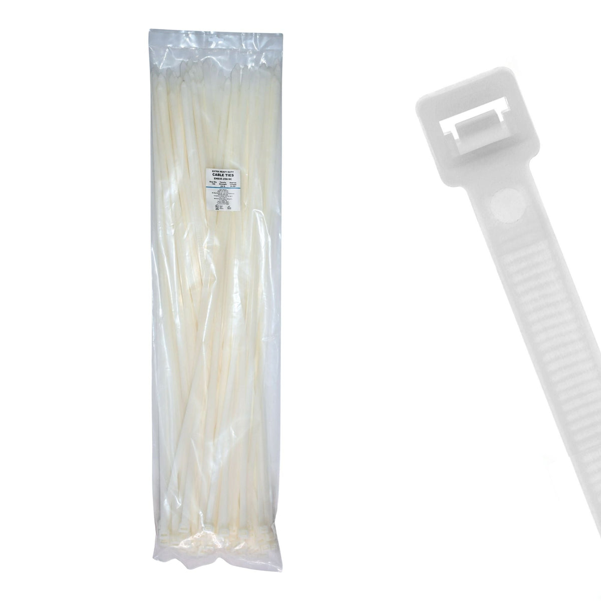 34.5" 250lb Natural Cable Ties 100/bag Part # EHD35-250-9C