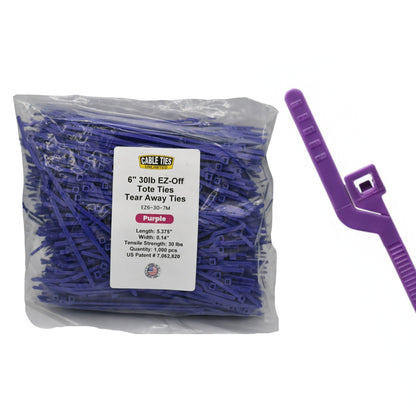 6" 30lb Purple EZ-Off Tote Ties 1000/bag Part #EZ6-30-7M