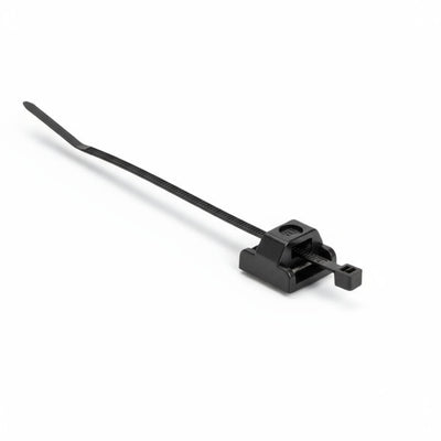 Magnetic Cable Tie Mount W/ T18R Tie, Unassembled Set, 0.6 x 0.6", Magnet/POM/ST, 5lb Pull, Bk, 100/Box