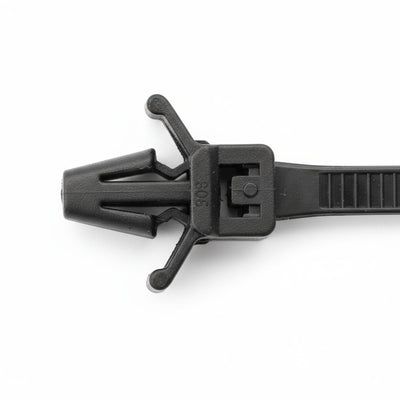 7.5" 50lb UV Black Push Mount Cable Ties With Wings 100/bag Part # PM7.5-50-0C-WW