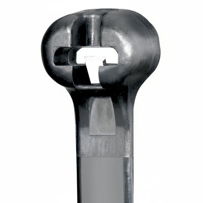Panduit 15" 120lb Black UV  Weather Resistant Dome-Top Barb Ty Cable Ties 250/bag, Part #BT4LH-TL0