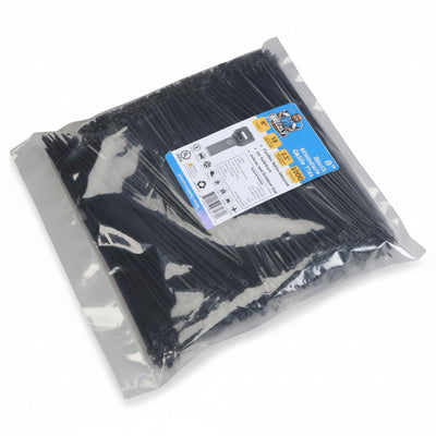 8" 18lb Black Cable Tie 1000/bag