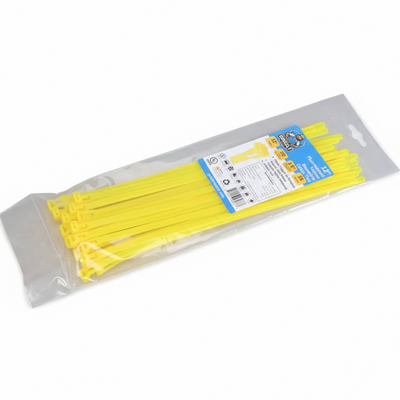 12" 50lb Flo Yellow Releasable Cable Tie 25/bag