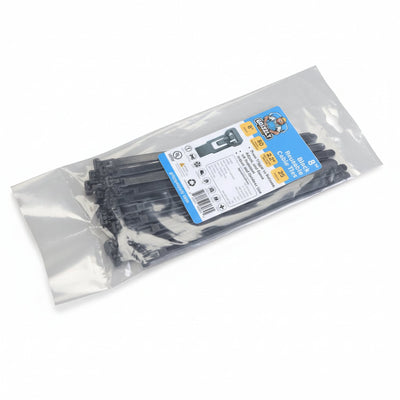 8" 50lb BlackUV Releasable Cable Tie 25/bag