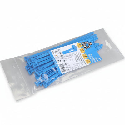 8" 50lb Blue Releasable Cable Tie 25/bag