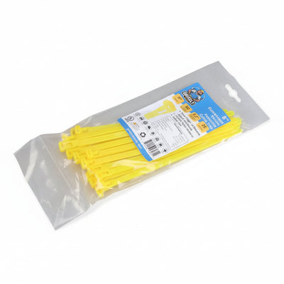8" 50lb Flo Yellow Releasable Cable Tie 25/bag