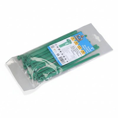 8" 50lb Green Releasable Cable Tie 25/bag