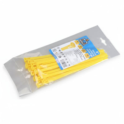 8" 50lb Yellow Releasable Cable Tie 25/bag