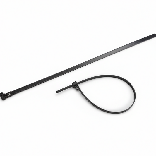 12" 50lb BlackUV Releasable Cable Tie 25/bag