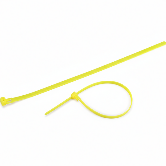 12" 50lb Flo Yellow Releasable Cable Tie 25/bag