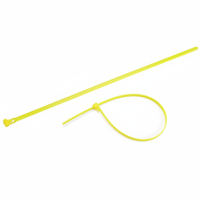 14" 50lb Flo Yellow Releasable Cable Tie 25/bag