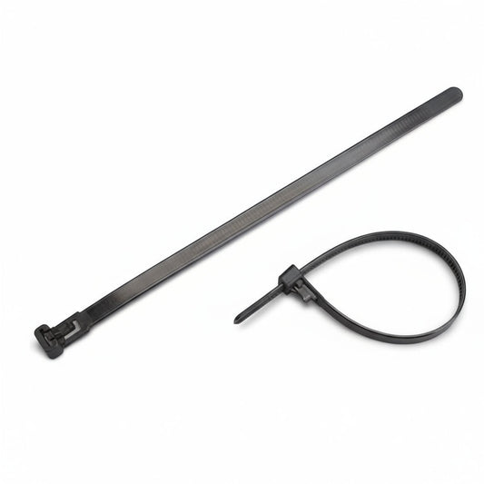 8" 50lb BlackUV Releasable Cable Tie 25/bag