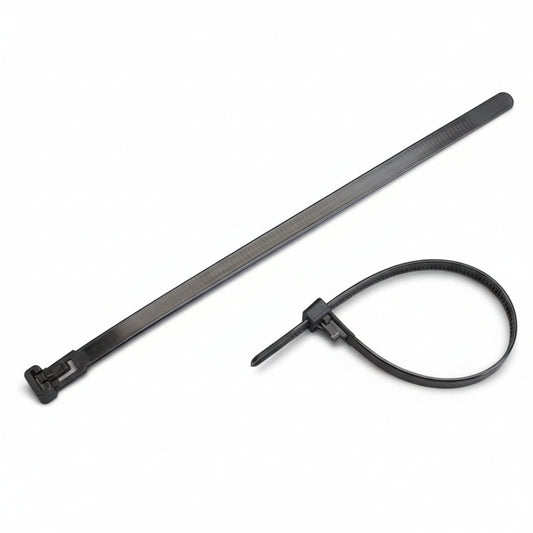 8" 50lb BlackUV Releasable Cable Tie 100/bag