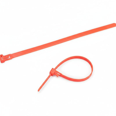 8" 50lb Flo Orange Releasable Cable Tie 25/bag