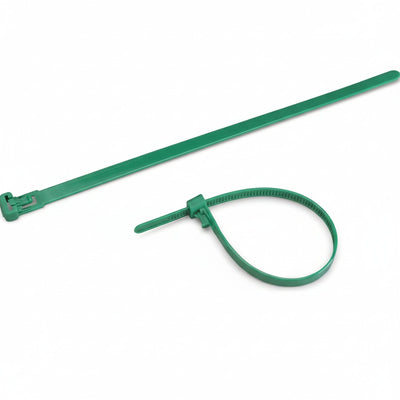 8" 50lb Green Releasable Cable Tie 25/bag