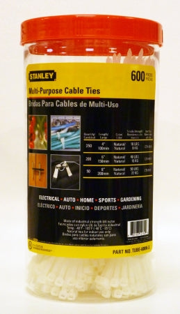 600 Piece Assortment Tube Natural Cable Ties