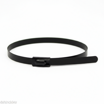 20" 300lb - Black Polyester Coated 316 Stainless Steel Cable Ties Part #SSPCoated20-HD 100/bag