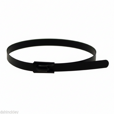 10" 300lb - Black Polyester Coated 316 Stainless Steel Cable Ties Part #SSPCoated10-HD 100/bag