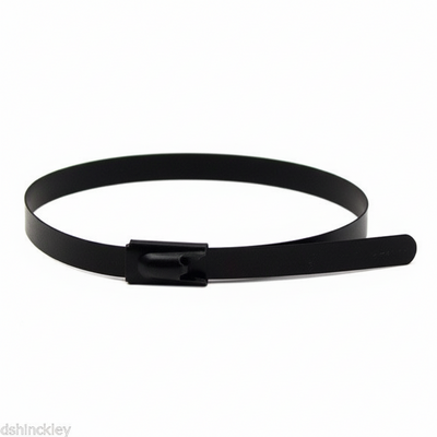 14" 150lb - Black Polyester Coated 304 Stainless Steel Cable Ties 100/bag