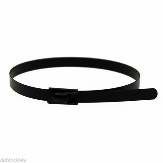 12" 300lb - Black Polyester Coated 316 Stainless Steel Cable Ties Part #SSPCoated12-HD 100/bag