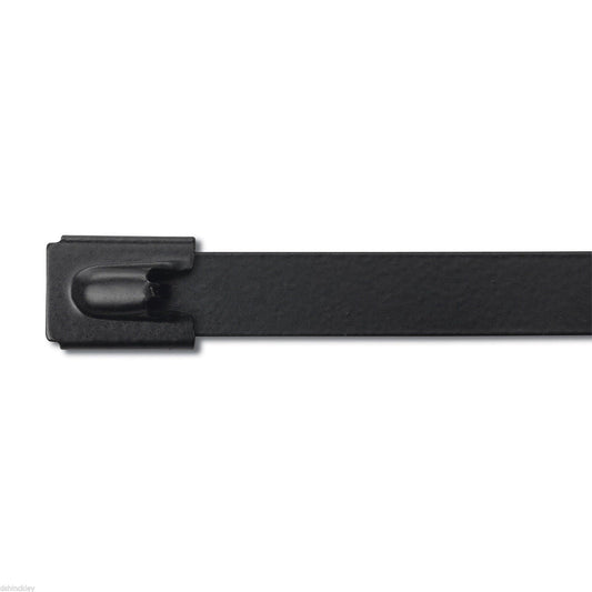 10" 150lb - Black Polyester Coated 316 Stainless Steel Cable Ties Part #SSPCoated10-LD 100/bag