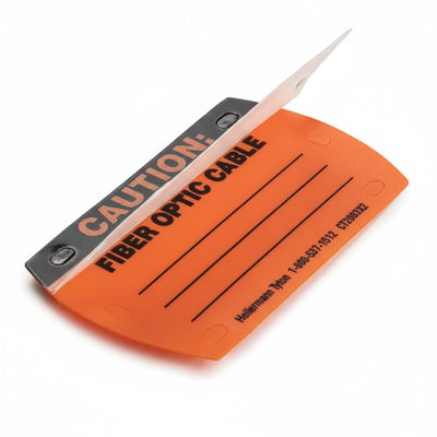 HellermannTyton CT2003X2 Self-Laminating Tag, Caution Write-On, Fiber Optic Cable, 3.5" x 2.0", Orange, 25/pkg