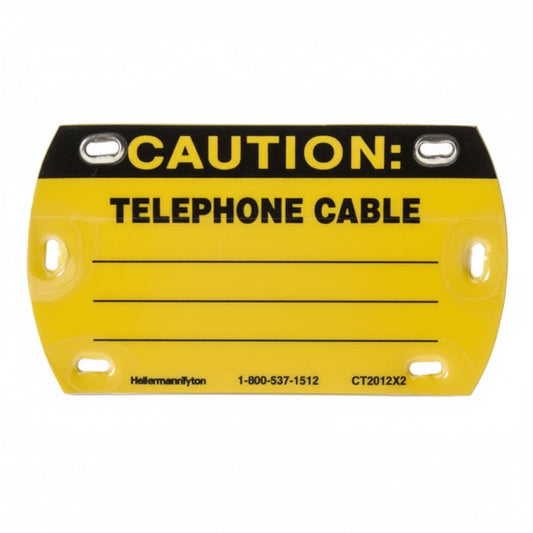 HellermannTyton CT2012X2 Self-Laminating Tag, Caution Write-On, Telephone Cable, 3.5" x 2.0", Yellow, 25/pkg