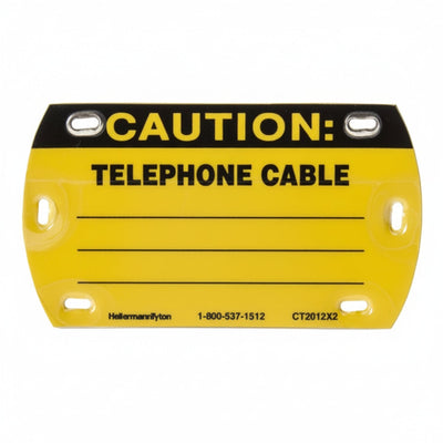 HellermannTyton CT2012X2 Self-Laminating Tag, Caution Write-On, Telephone Cable, 3.5" x 2.0", Yellow, 25/pkg