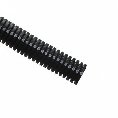 HellermannTyton CTN10 Convoluted Tubing, Slit, 1" Dia, PA6, Black with Gray Stripe, 2250 ft/carton