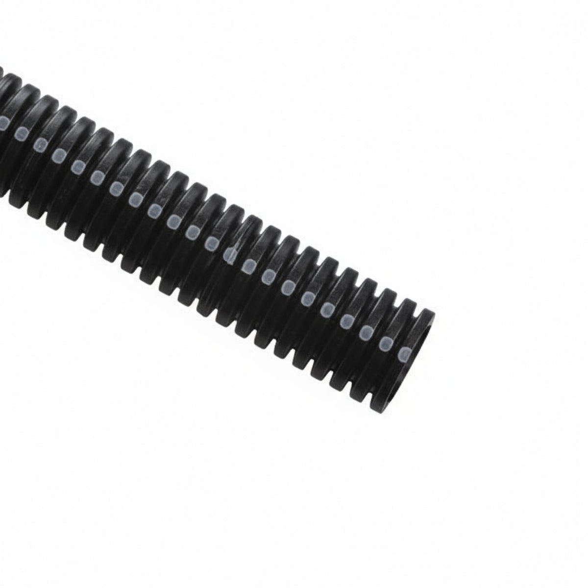 HellermannTyton CTN10STD Convoluted Tubing, Slit, 1" Dia, PA6, Black with Gray Stripe, 300 ft/carton