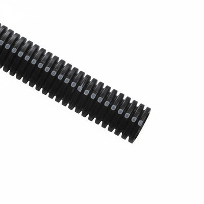 HellermannTyton CTN10STD Convoluted Tubing, Slit, 1" Dia, PA6, Black with Gray Stripe, 300 ft/carton