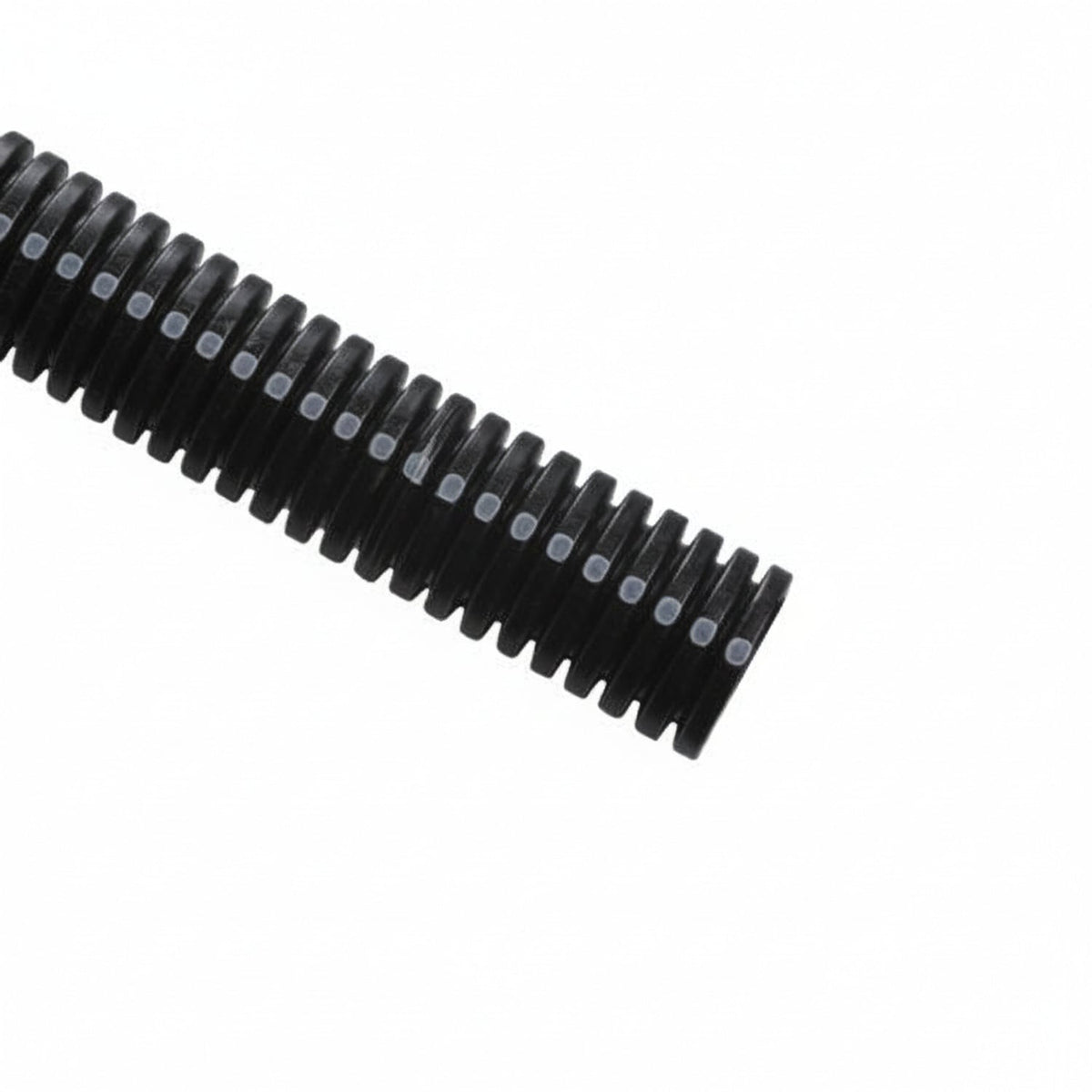 HellermannTyton CTN1120 Convoluted Tubing, Slit, 1.5" Dia, PA6, Black with Gray Stripe, 1000 ft/carton