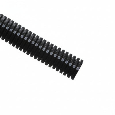 HellermannTyton CTN1120 Convoluted Tubing, Slit, 1.5" Dia, PA6, Black with Gray Stripe, 1000 ft/carton
