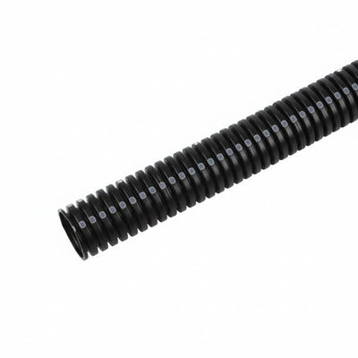 HellermannTyton CTN1140STD Convoluted Tubing, Slit, 1.25" Dia, PA6, Black with Gray Stripe, 250 ft/carton