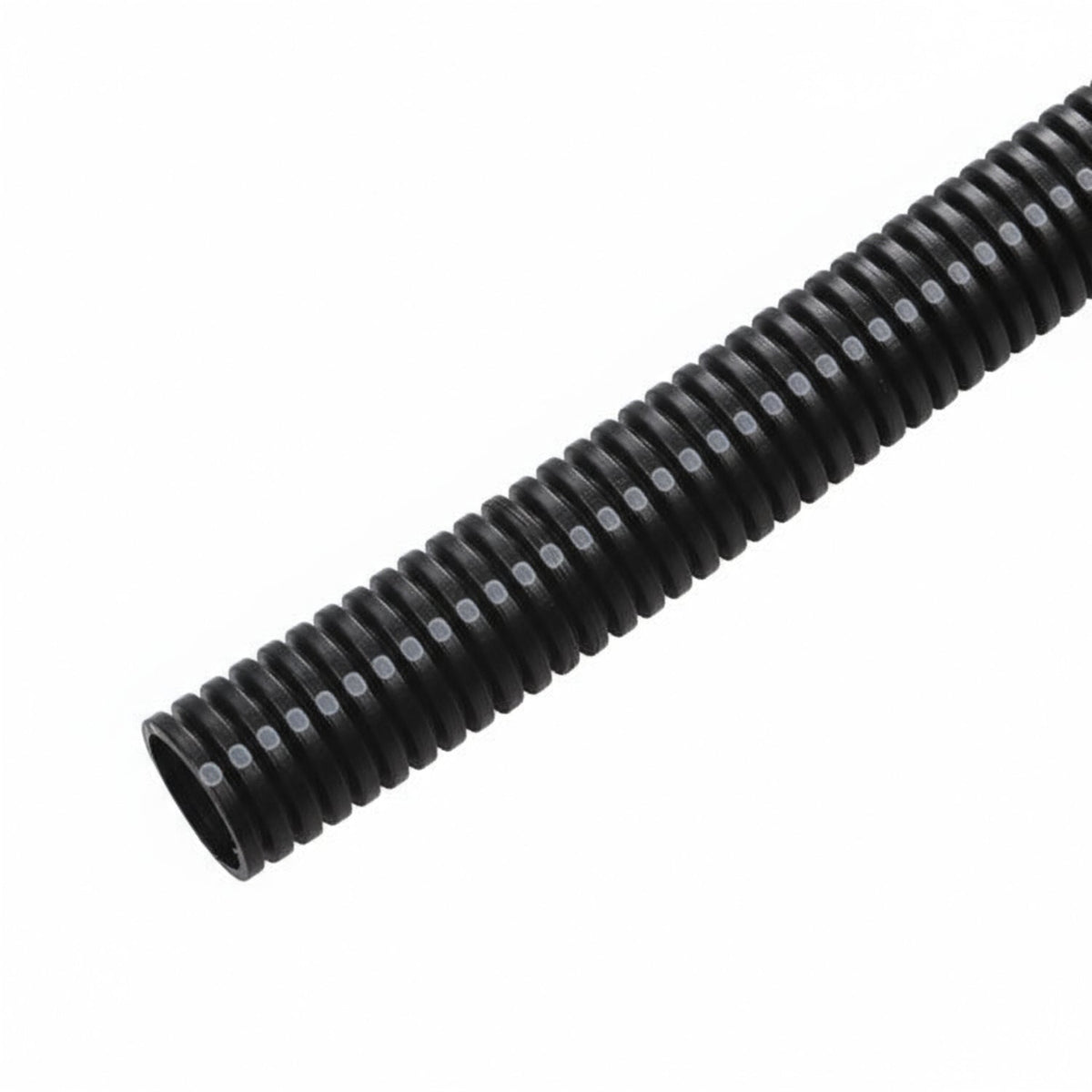 HellermannTyton CTN140STD Convoluted Tubing, Slit, .25" Dia, PA6, Black with Gray Stripe, 3200 ft/carton