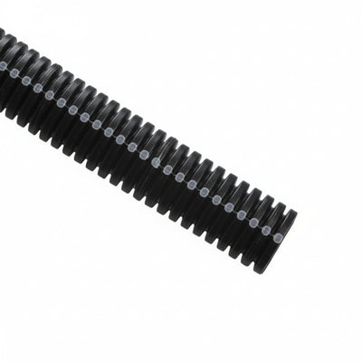 HellermannTyton CTN20STD Convoluted Tubing, Slit, 2" Dia, PA6, Black with Gray Stripe, 100 ft/pkg