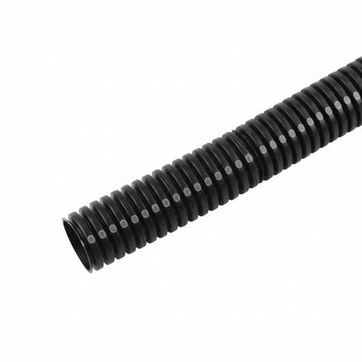 HellermannTyton CTN580STD Convoluted Tubing, Slit, .63" Dia, PA6, Black with Gray Stripe, 800 ft/carton