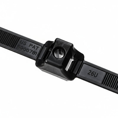 HellermannTyton DCT110HIRH1 Dual Clamp Tie, 19.20" Long, .25" Stud Dia, 2.30" Max Bundle Dia, 150lb, PA66HIRHSUV, Black, 500/pkg