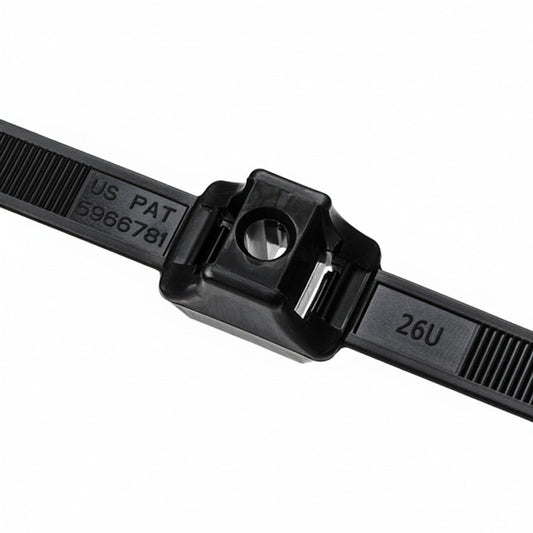 HellermannTyton DCT110HIRK2 Dual Clamp Tie, 19.20" Long, .25" Stud Dia, 2.30" Max Bundle Dia, 150lb, PA66HIRHSUV, Black, 50/pkg