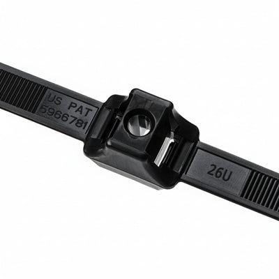 HellermannTyton DCT110HIRK2 Dual Clamp Tie, 19.20" Long, .25" Stud Dia, 2.30" Max Bundle Dia, 150lb, PA66HIRHSUV, Black, 50/pkg