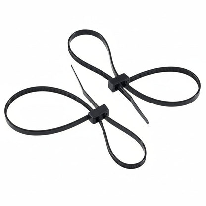 8" 50lb Black Double Loop Cable Ties 100/bag Part #DL8-50-0C