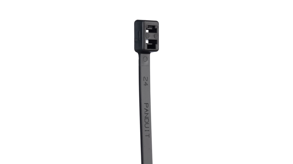 Panduit PLB2S-M0 7.6" Black Nylon Double Loop Cable Tie 50 lbs 1000/pack