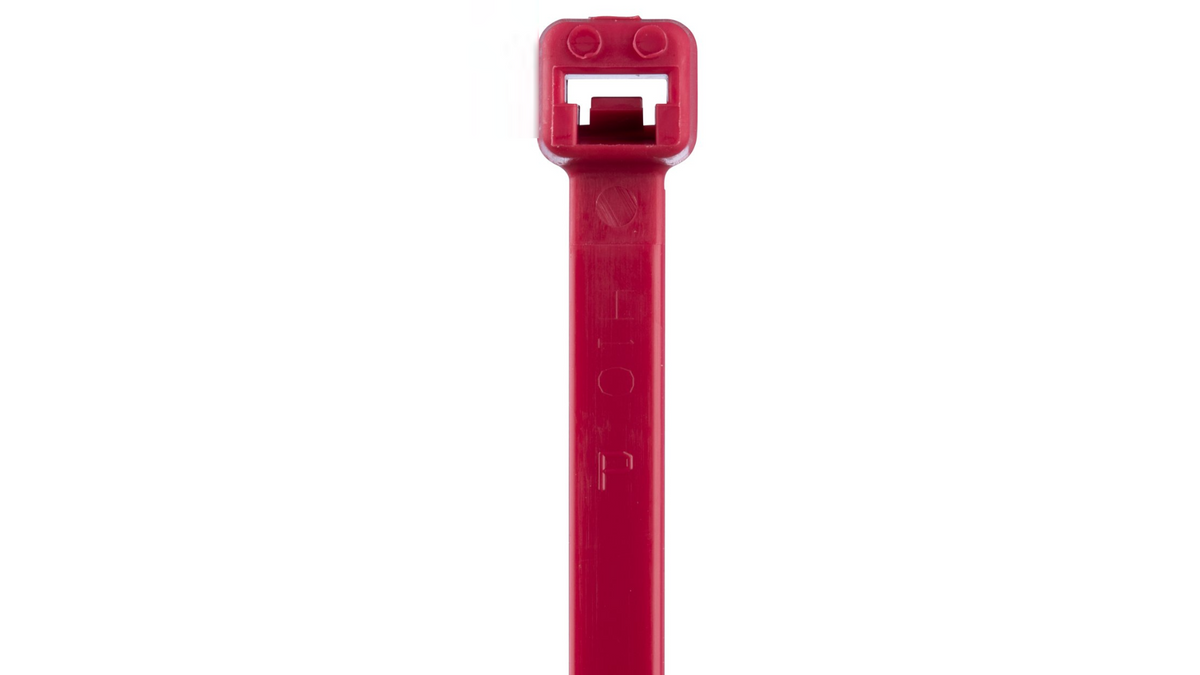 Panduit PLT1M-C2 Pan-Ty® Locking Cable Tie, Red, 3.9" Length, 18 lb Tensile Strength, 100/Bag