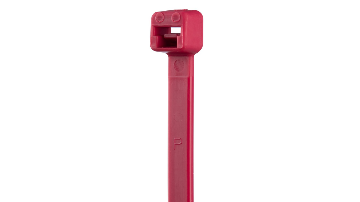 Panduit PLT1M-C2 Pan-Ty® Locking Cable Tie, Red, 3.9" Length, 18 lb Tensile Strength, 100/Bag