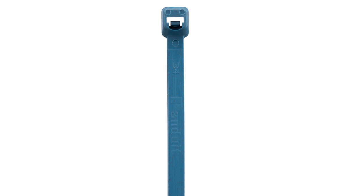 Panduit PLT2I-C96A Pan-Ty® Metal Detectable Antimicrobial Locking Cable Tie, Light Blue, 8" Length, 30 lb Tensile Strength, 100/Bag