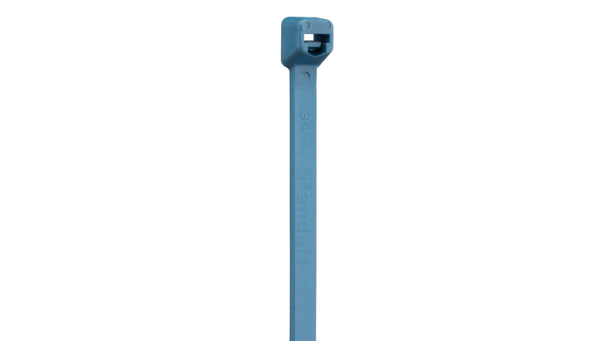 Panduit PLT2I-C96A Pan-Ty® Metal Detectable Antimicrobial Locking Cable Tie, Light Blue, 8" Length, 30 lb Tensile Strength, 100/Bag