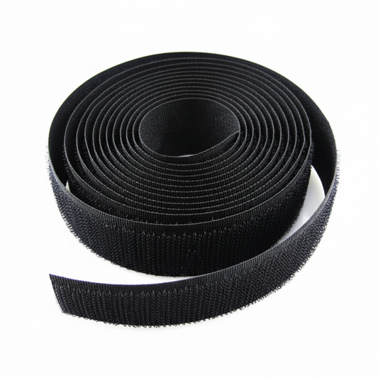 1/2” x 25 Yard Hook & Loop Continuous Roll, Black 1/Bag