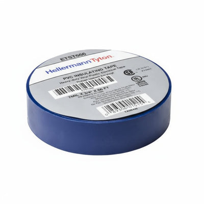 HellermannTyton ETST666 Electrical Tape, .75" x 66' Roll, 7.0 mil Thick, PVC, Blue, 10 rolls/pkg