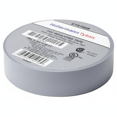 HellermannTyton ETST668 Electrical Tape, .75" x 66' Roll, 7.0 mil Thick, PVC, Gray, 10 rolls/pkg